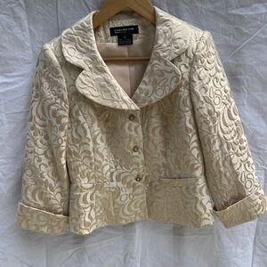 Jones New York Cream and Gold Blazer with Intricate Detailing